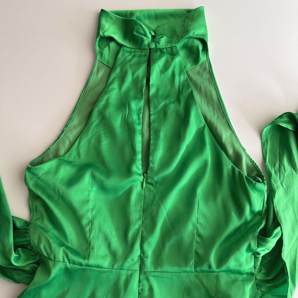 Petal & Pup NWT Odilia Tie Waist‎ Sleeveless Funnelneck Kelly Green Romper M - Picture 6 of 13